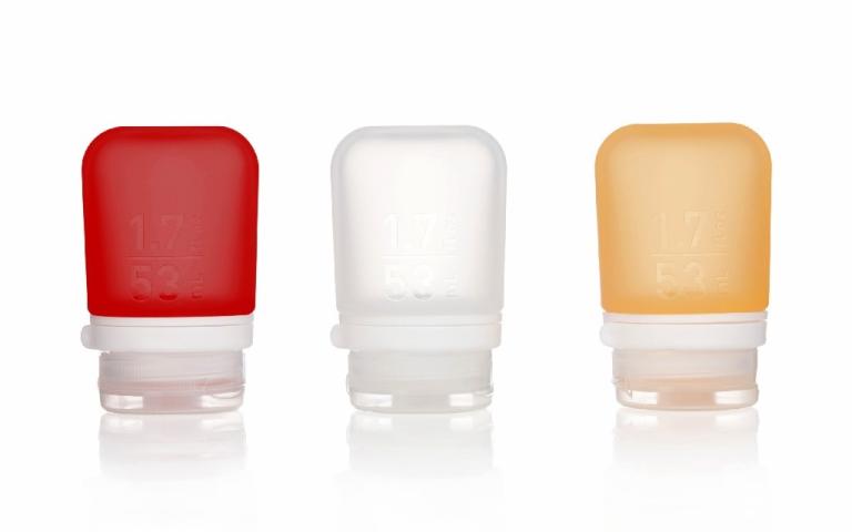Humangear GoToob 3 Pack 53ml Dispenser Bottle Tube Travel Container Liquids Transparent Red Orange