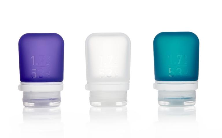 humangear GoToob 3-pack 53ml dispenser bottle tube travel container liquids transparent purple turquoise