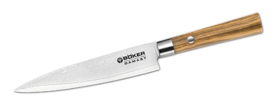Böker Damascus Olive Utility Knife Chef's Knife Kitchen Knife Olive Wood