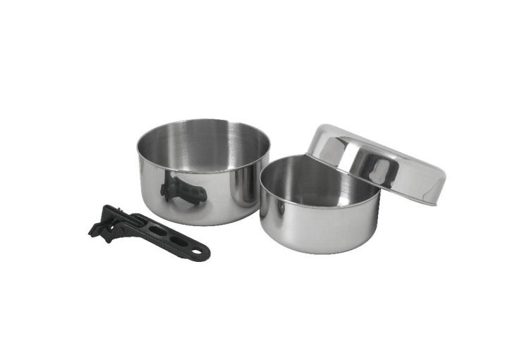 BasicNature pot set bivouac stainless steel 1 person pot lid lid pan camping pot camping holiday camping